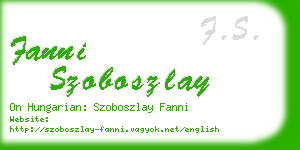 fanni szoboszlay business card